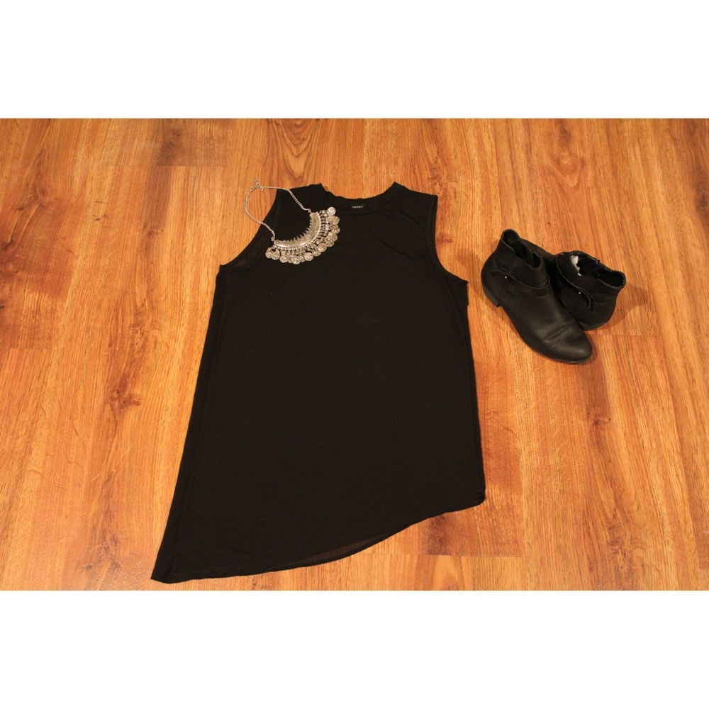 Black Asymmetric Tank Top
